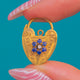 9ct Gold Sapphire Diamond Engraved Heart Padlock