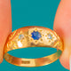 Antique 18ct Gold Sapphire & Diamond Three Stone Gypsy Ring
