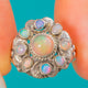 Austro-Hungarian Silver Pink Opal Statement Cluster Ring