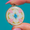 Antique Silver Roses & Forget-Me-Not Flowers Guilloche Enamel Locket