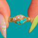 Charming Late Victorian 18ct Gold Turquoise Pearl Ring, c.1890