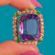 15ct Gold Amethyst Emerald Pearl Pendant- 16.30cts Amethyst, Amethyst with Pearl border and Emerald corners