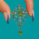 9ct Gold Art Nouveau Peridot, Diamond & Natural Pearl Drop Pendant, c.1890