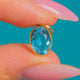 Edwardian 9ct Gold Aquamarine charm, front view of the faceted blue Aquamarine