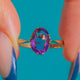 9ct Gold Amethyst solitaire ring with oval faceted stone