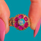 Superb Georgian 15ct Gold Ruby Opal Flower Cluster Ring, front of Ruby and Opal flower