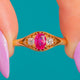 Victorian 18ct Gold Ruby & Diamond Trilogy Ring