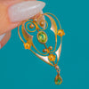 Antique Edwardian 9ct Gold Peridot Lavalier Drop Pendant