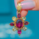 Georgian 18ct Gold Garnet & Chrysoberyl Cluster Pendant