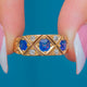 Victorian 18ct Gold Natural Sapphire Diamond Chequerboard Ring