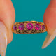 Antique 15ct Gold Pink Garnet Engraved Five Stone Ring c.1870
