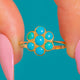 18ct Gold Turquoise Flower Cluster Ring