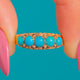 Heavily Engraved Antique 15ct Gold Turquoise Half Hoop Ring  c.1868