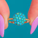 Victorian 18ct Gold Turquoise Bombe Ring, c.1860