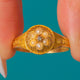Victorian 18ct Gold Engraved Forget-Me-Not Pearl Diamond Ring, c.1867