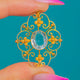 15ct Gold Openwork Aquamarine Pendant Flower Details, 2.15ct