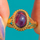 Bright Yellow Antique 18ct Gold Victorian Garnet Cabochon Ring