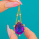 15ct Gold Amethyst Pear Pearl Starburst Pendant, 17.50ct Amethyst