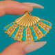 Victorian 18ct Gold Turquoise Pearl Fan Pendant