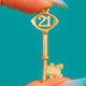 SOLID 9ct Gold 21 Key Pendant