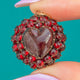 Victorian 9ct Gold Garnet Cabochon Heart Cluster Pendant, Locket Back