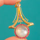 Rare Jugendstil 14ct Gold Moonstone Ruby Diamond Target Pendant