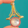 Rare Jugendstil 14ct Gold Moonstone Ruby Diamond Target Pendant
