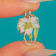 Vintage Silver Enamel White Daffodil Flower Charm
