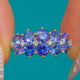 9ct Gold Tanzanite Double Row Ring, Diamond Spacers