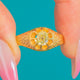 RARE 15ct Gold Victorian FANCY YELLOW Old-Cut Diamond Belcher Ring 0.40ct, Floral Shoulders