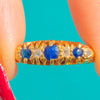 Edwardian 18ct Gold Five Stone Sapphire Diamond Boat Ring