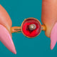 18ct Gold Diamond & Garnet Cabochon Ring