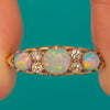 18ct Gold Opal & Diamond Seven Stone Ring, Scrolled Gallery