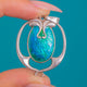 Art Nouveau Silver & Blue Enamel Open Swirl Pendant