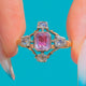 Georgian 15ct Gold Foiled Pink Topaz & Diamond Cruciform Ring c.1750