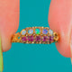 Early Victorian 18ct Gold Opal Ruby Double Row Ring