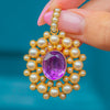 Georgian 18ct Gold Pink Amethyst Pearl Cluster Pendant, 2.40ct.