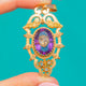 18ct Gold Rose-Cut Diamond Amethyst Pendant, 0.70ct Diamond