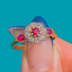 Antique 18ct Gold Ruby Diamond Cluster Engagement Ring