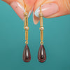 Art Deco 18ct Gold Garnet Diamond Drop Earrings