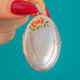Silver Oval Rose Enamel Locket, with 19" Silver Chain