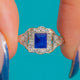 Art Deco 18ct Gold Natural Sapphire Diamond Cluster Ring
