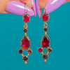 Georgian 15ct Gold Pear-Shaped Flat-Cut Garnet Drop Earrings