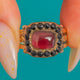 Georgian 9ct Gold Garnet Jet Mourning Ring c.1815