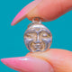 Dainty Puffy Silver Man in the Moon Double-Sided Charm Pendant