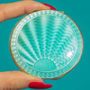 Art Deco Silver Turquoise Guilloche Enamel Compact Mirror c.1933
