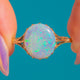 Art Deco 18ct Gold Round Black Opal Ring, 1.70ct Natural Solid Black Opal