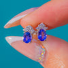 Vintage 18ct White Gold Tanzanite Diamond Studs