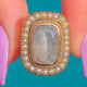 Georgian 9ct Gold Natural Aquamarine Pearl Memorial Ring