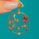 Art Nouveau 9ct Gold Peach Tourmaline Pearl Pendant
